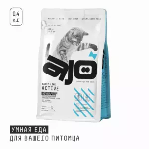 AJO Cat Active низкозерновой сухой корм для активных взрослых кошек с индейкой и курицей