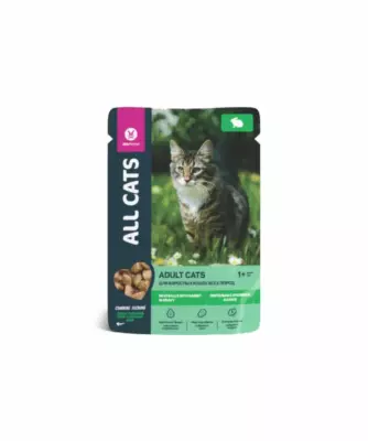All Cats Premium Влажный корм для взрослых кошек с тефтельками из кролика в соусе
