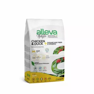 Alleva Holistic беззерновой корм для стерилизованных кошек с курицей, уткой, волокнами сахарного тростника и женьшенем