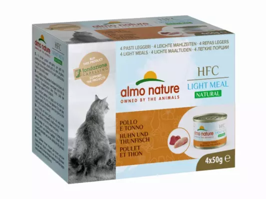 Almo Nature Light Meal низкокалорийные консервы для взрослых кошек с курицей и тунцом