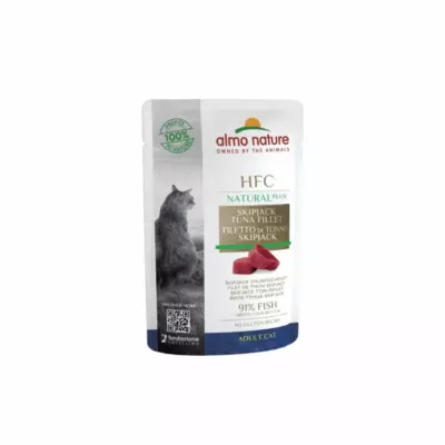 Almo Nature HFC Natural Plus влажный корм для взрослых кошек с филе полосатого тунца, 91% мяса