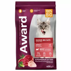 AWARD Indoor Big Cats сухой корм для взрослых домашних кошек крупных пород с говядиной и курицей