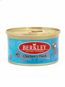 Berkley №6 консервы для взрослых кошек с курицей и уткой в соусе