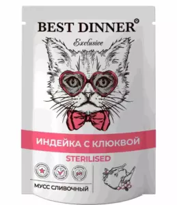 Best Dinner Exclusive Sterilised Мусс сливочный «Индейка с клюквой» для стерилизованных кошек