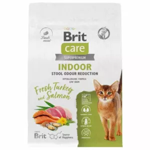 Brit Care Indoor Stool Odour Reduction сухой корм с индейкой и лососем для взрослых домашних кошек