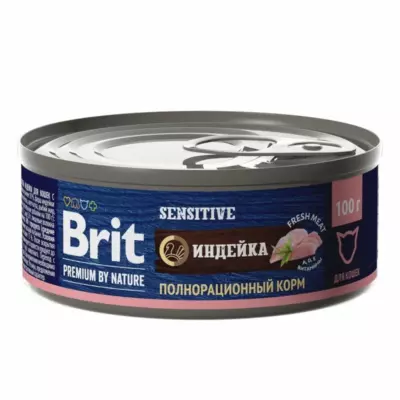 Brit Premium by Nature для взрослых кошек с чувствительным пищеварением, с индейкой
