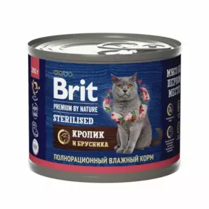 Brit Premium by Nature влажный корм для стерилизованных кошек с кроликом и брусникой