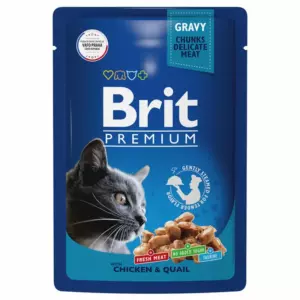 Brit Premium Cat Adult Chicken & Quail влажный корм для взрослых кошек с курицей и перепелкой в соусе
