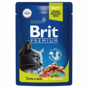 Brit Premium Sterilised Gravy Lamb & Beef влажный корм для стерилизованных кошек с ягненком и говядиной в соусе