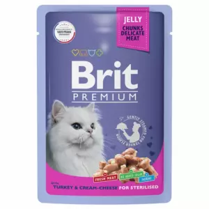 Brit Premium для стерилизованных кошек с индейкой и сыром в желе