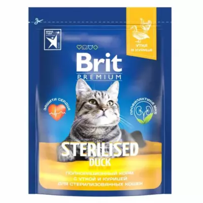 Brit Premium Cat Sterilised Duck & Chicken сухой корм с уткой и курицей для взрослых стерилизованных кошек