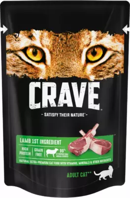 Crave Adult Cat Lamb беззерновой влажный корм с ягненком для взрослых кошек
