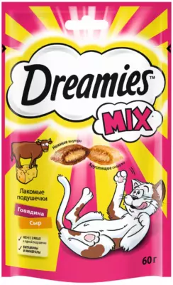 Dreamies Лакомство для взрослых кошек с говядиной и сыром «MIX Микс»