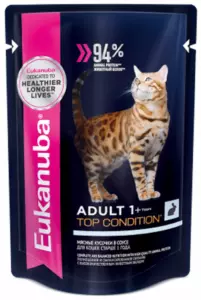 Eukanuba Adult Top Condition с кроликом в соусе для взрослых кошек старше 1 года, влажный корм