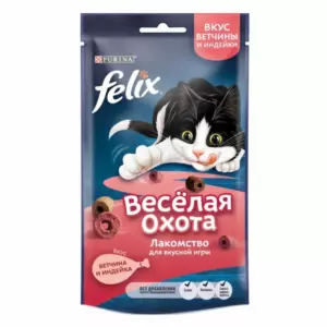 Felix Веселая охота лакомство для взрослых кошек со вкусом ветчины и индейки