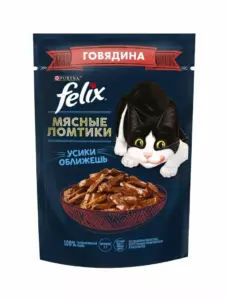 Felix Мясные ломтики с говядиной в соусе для взрослых кошек