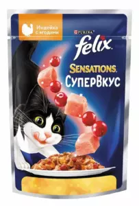 Felix Sensations Супервкус влажный корм для взрослых кошек с индейкой и ягодами в желе