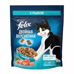 Felix Двойная Вкуснятина сухой корм для взрослых кошек с рыбой