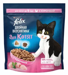 Felix Двойная Вкуснятина сухой корм для котят до 1 года с курицей