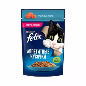 Felix Аппетитные кусочки для взрослых кошек с форелью в желе