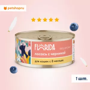 Florida консервы для взрослых кошек с лососем и черникой