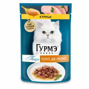 Gourmet Перл Соус Де-люкс влажный корм для взрослых кошек с курицей в роскошном соусе