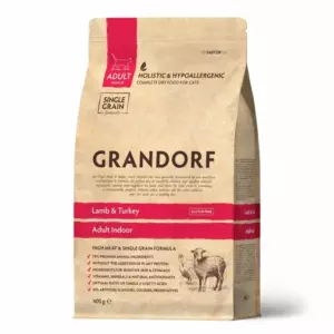 Grandorf Indoor Lamb & Turkey низкозерновой сухой корм с ягненком и индейкой для домашних взрослых кошек