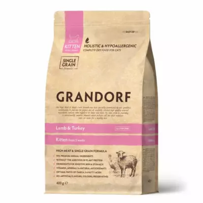 Grandorf Kitten Lamb & Turkey Low Grain гипоаллергенный сухой корм для котят с ягненком и индейкой