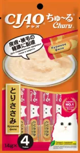 Inaba Ciao Churu Пюре из куриного филе для кожи и шерсти кошек