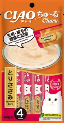 Inaba Ciao Churu Пюре из куриного филе для кожи и шерсти кошек