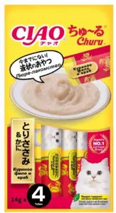 Inaba Ciao Churu лакомство-пюре для кошек с куриным филе и крабом