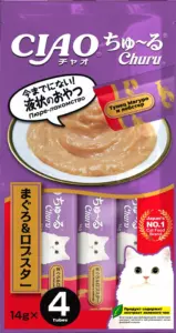 INABA CIAO Churu Лакомство-пюре для кошек с тунцом Магуро и лобстером