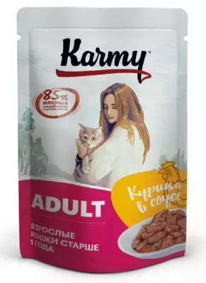Karmy Adult влажный корм для кошек старше 1 года с курицей в соусе