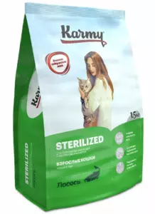Karmy Sterilized Adult Salmon сухой корм для стерилизованных кошек и кастрированных котов с лососем