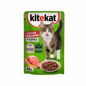 Kitekat Влажный корм для взрослых кошек с говядиной в соусе