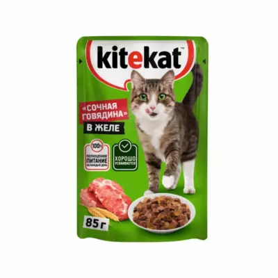 Kitekat Влажный корм для взрослых кошек с говядиной в желе