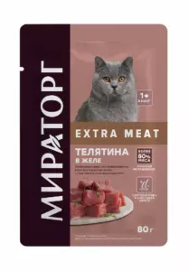Мираторг Extra Meat Влажный корм для взрослых кошек с чувствительным пищеварением, с телятиной в желе
