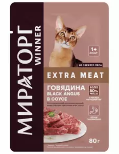 Мираторг Winner Extra Meat влажный корм с говядиной Black Angus в соусе для взрослых кошек всех пород