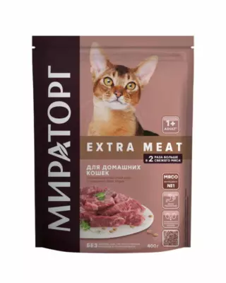 Мираторг Extra Meat сухой корм с говядиной Black Angus для домашних кошек старше 1 года