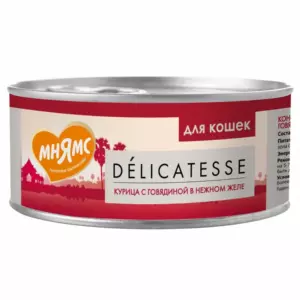 Мнямс Delicatesse курица с говядиной в нежном желе для взрослых кошек
