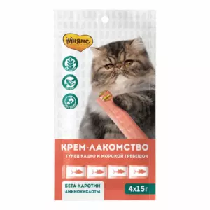 Мнямс крем-лакомство для кошек с тунцом кацуо и морским гребешком