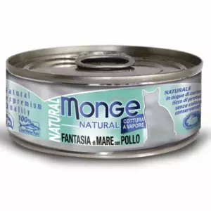 Monge Cat Natural консервы для взрослых кошек с морепродуктами и курицей