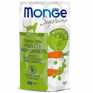 Monge Supreme Adult Cat с тунцом, зелёным горошком и мини-морковью для взрослых кошек