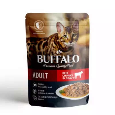 Mr.Buffalo Adult Beef in Sauce влажный корм для взрослых кошек с говядиной в соусе
