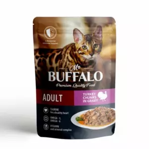 Mr.Buffalo Adult Sensitive Turkey влажный корм для взрослых кошек с чувствительным пищеварением, индейка в соусе