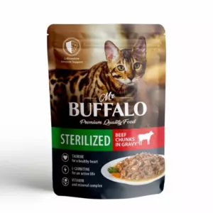 Mr.Buffalo Sterilized влажный корм для взрослых стерилизованных кошек с говядиной в соусе