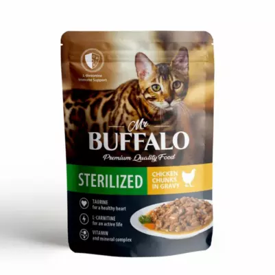 Mr.Buffalo STERILIZED влажный корм для стерилизованных кошек с цыпленком в соусе