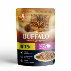 Mr. Buffalo Kitten Turkey Steamed in Gravy — влажный корм с индейкой для котят