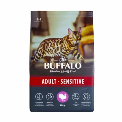 Mr.Buffalo Adult Sensitive сухой корм с индейкой для взрослых кошек с чувствительным пищеварением