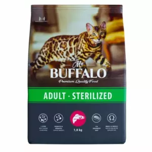 Mr.Buffalo STERILIZED сухой корм с лососем для стерилизованных кошек и кастрированных котов